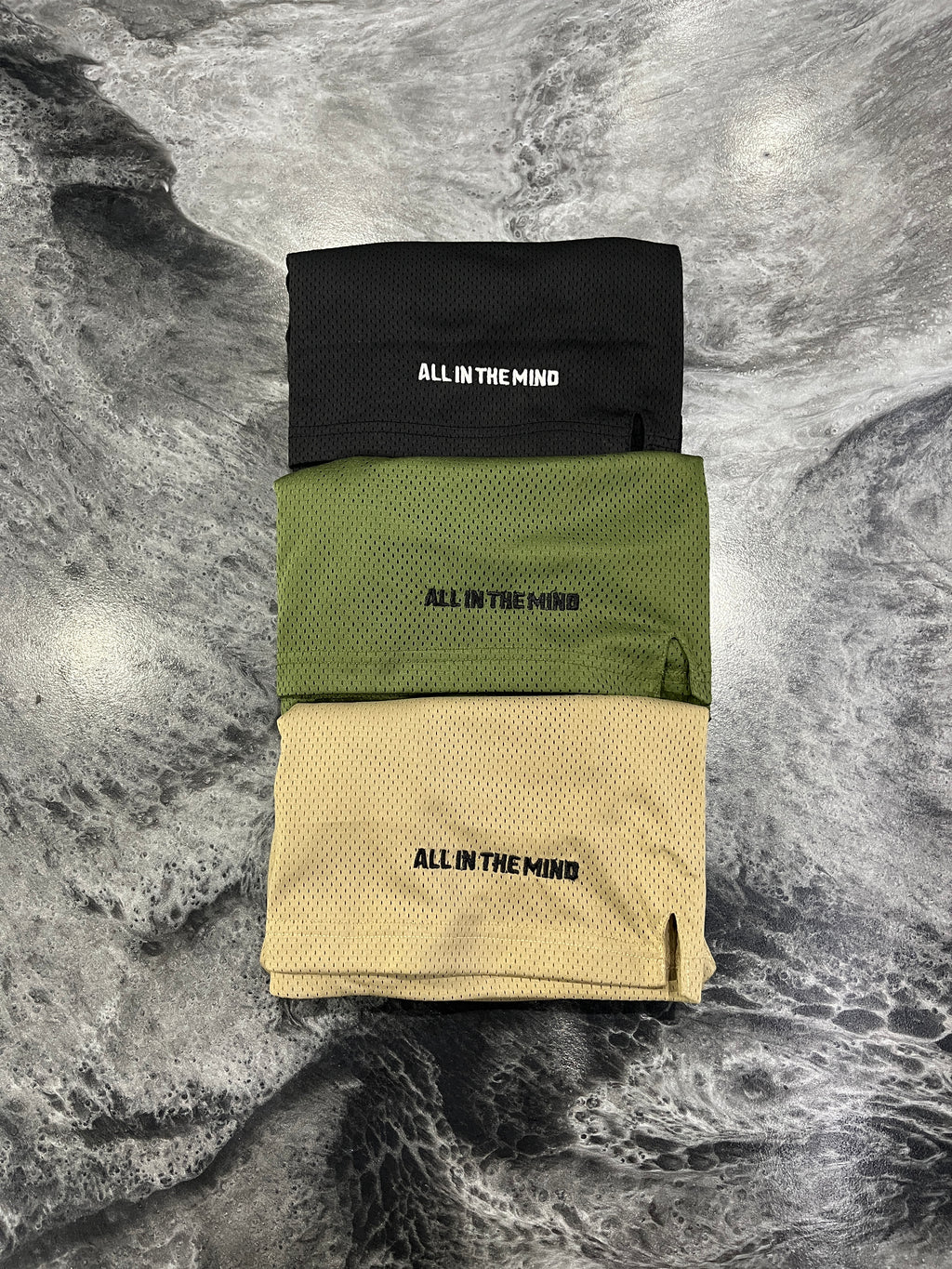 CORE MESH SHORTS 3 PACK - BLACK/OLIVE GREEN/SAND