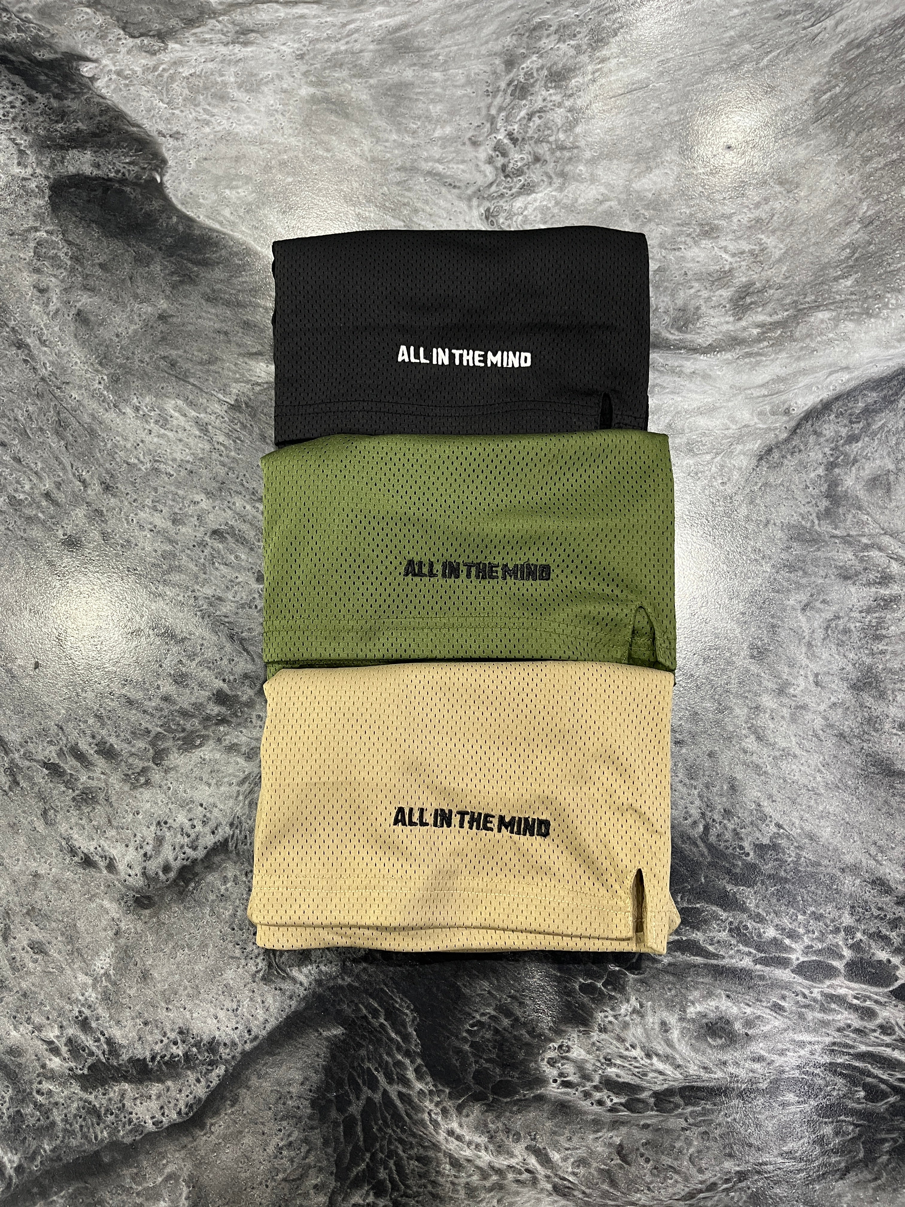 CORE MESH SHORTS 3 PACK - BLACK/OLIVE GREEN/SAND